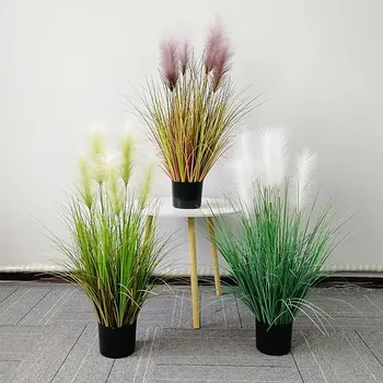 85-90 cm de Cebola Grama Grande Artificial Planta Artificial Reed Falso Planta em Vaso de DIY de Flores Artificiais para a Casa Jardim Decoração do Casamento