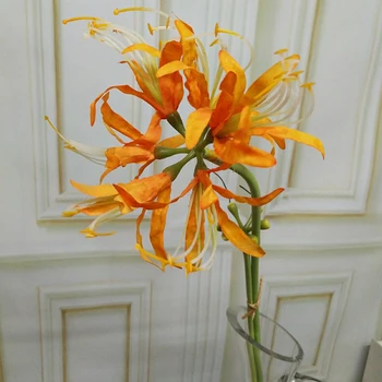 2 Garfos artificial higanbana flor ramo falso de orquídeas, as flores de seda, casa de mesa casamento decoração