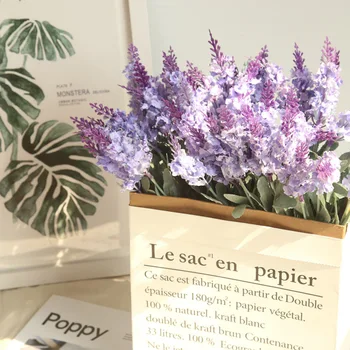 França Fantasia Romântica de Lavanda de Provence, Flores Artificiais Roxo Branco Design Novidade Seda de Flores para Casamento Decoração Home