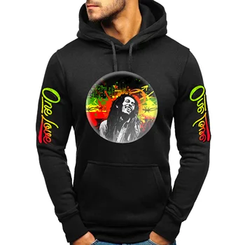 Bob Marley Moda de Roupas de Um Amor Rasta Capuz e Basculador de Inverno Casuais Novo Unisex Pulôver de Moletom Solta Tops de Manga Longa