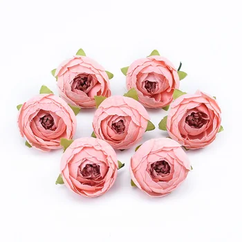 100pcs 4CM de seda, chá de rosas flores Artificiais atacado presentes diy caixa de doces de decoração acessórios decorativos do casamento de flor