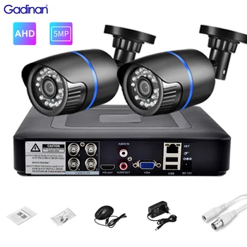 Gadinan 4CH DVR CCTV Sistema de 2PCS AHD Câmeras de 5MP 2MP 720P Kit de Vigilância de Vídeo 5 em 1 Gravador de DVR da Visão Nocturna de Bala AHD Cam
