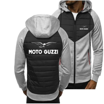 2022 Nova Primavera, Outono Moda masculina MOTO GUZZI Logotipo Capuz Casual Casaquinho de Manga Longa Hip-Hop Harajuku Zipper Jaqueta casaco com carapuço
