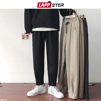 LAPPSTER Homens Reta Vintage Harajuku Lápis Calças 2022 Mens Japonês Streetwear Causal Moletom Masculino coreano Moda Corredores