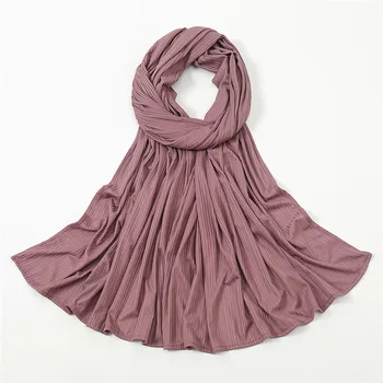 Simples de Alta Qualidade Jersey Rugas Hijab Lenço Envoltório de Algodão Elasticidade Xales Dobra Pashmina Foulards Muçulmano Cabeça Baixada 170*70Cm