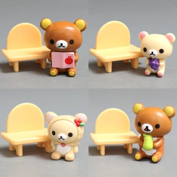 Bonito Rilakkuma Korilakkuma Urso em Miniatura Cadeira de Conjunto de Acessórios de Casa de Boneca Dollhouse Móveis de Crianças Brinquedos para Meninas Crianças Presente
