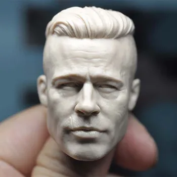Não pintada 1/6 Brad Pitt Head Sculpt PVC Macho Soldado Cabeça de Escultura de Ajuste 12