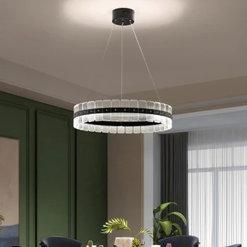 Moderno, Simples e Iluminação do Candelabro Acrílico Preto de Luxo Criativo LED Pendurado Lâmpada Sala de Jantar, Sala de estar, Quarto Lustre