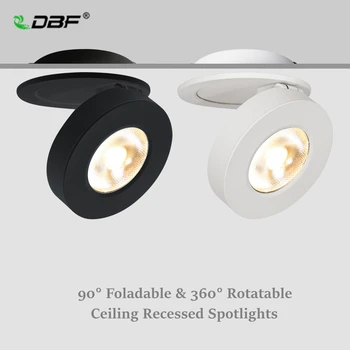 [DBF]Ultra-fino Downlight Recessed 3W 5W 7W 10W 360 Ângulo de Ajuste Rodada a Preto e Branco de Teto, Luzes de Spot para o Quarto PLANO de Fundo