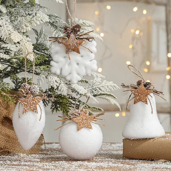 Diâmetro de 80MM Branco Bola de Natal floco de Neve, as gotas de Água, Sino de Natal Decoração da Árvore de Enfeites para Pendurar em Árvore de Pingentes de Dom Bolas
