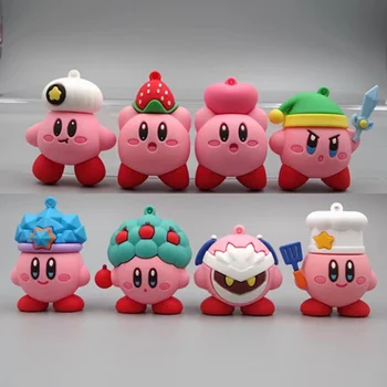 Novo 8Pcs/Set Kirby Jogo de Anime Bonito dos desenhos animados cor-de-Rosa Kirby Waddle Dee Doo Recolher Mini Brinquedo Bonecas de PVC Figura de Ação do Brinquedo para as Crianças Presentes