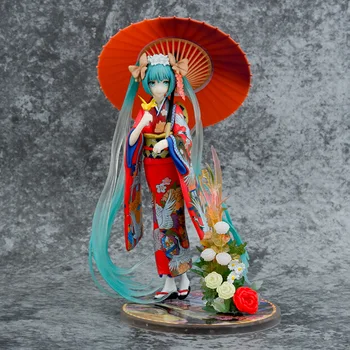 2022 em caixa de 22CM de Anime Hatsune Miku quimono Guarda-chuva menina Bonita do PVC da série de figura de Ação do Modelo de brinquedos boneca Ornamentos fãs presentes