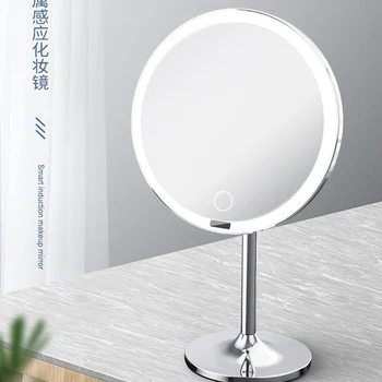 LED Tela de Toque de Luz, Espelho de Maquilhagem com 5X de Ampliação Sensor Inteligente de Desktop Espelho de maquilhagem de 8,5 polegadas HD Espelhos Para Maquiagem Beleza