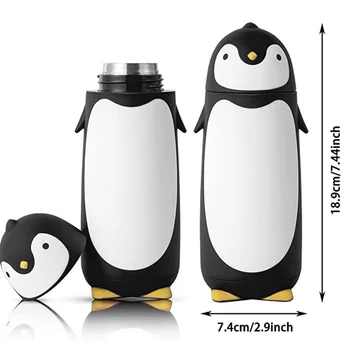 Pinguim de Vácuo em Aço Inox garrafa Térmica de Viagem Caneca de Chá de Garrafa de Água de Café de Balão para crianças, Crianças Estudante 9.5 oz Preto