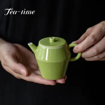100ml Boutique de Maçã Verde Esmalte Cerâmico Bule de Chá Único Pote com Filtro Buraco Família Pequena Chaleira de Kung Fu Conjunto de Chá