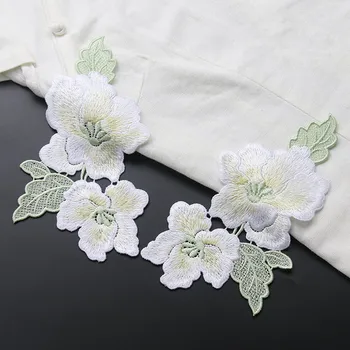 Alta Qualidade Magnolia Embroideried Flor Patches para o Vestuário de DIY Costurar Parches Roupas Applique