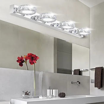 Moderno K9 de Cristal LED de Banho e Espelho de maquilhagem de Luz Branco Frio Arandelas de Parede da Lâmpada 90-260v de Aço Inoxidável, Armário de Iluminação da Vaidade