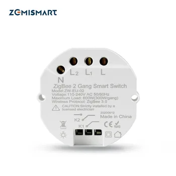 Zemismart Zigbee Mudar SmartThings Tuya Zigbee Controle Remoto De Luz Embutido Módulo Interruptor Mini 2 Gangues De 2 Maneiras
