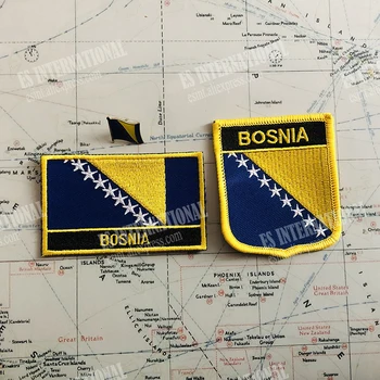 Bósnia Bandeira Nacional Patches De Bordados Emblema Do Escudo E De Forma Quadrada, O Pin De Um Conjunto Sobre O Pano Braçadeira De Mochila De Decoração