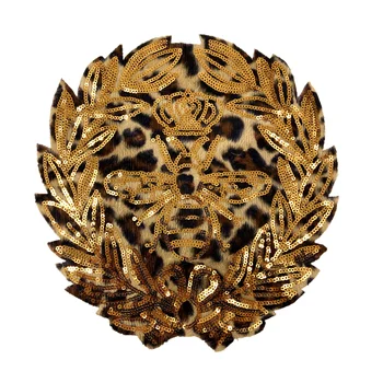 1PC de Lantejoulas Abelha Leopard Acessórios Coroa de Flores Patches Para Roupas Parches Para La Ropa P0125