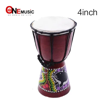Africana Djembe de 4 Polegadas com a Percussão do Tambor de Mão Para a Venda de Madeira Jambe/ Doumbek Baterista com padrão de