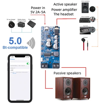 2X50W Bluetooth 5.0 Amplificador de Potência Classe D de Áudio hi-fi sem Fio Estéreo Leitor de Música Mini Placa de Som USB Aplicativo Digital AMP Conselho
