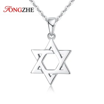 TONGZHE Collare Magen Estrela De Davi em Pingente de Prata 925 Israel Colar Chain de Mulheres Judaica Judaica Vintage Jóias Finas