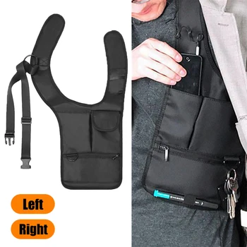 Colete tático Saco de Ombro Escondida Revólver com Coldre de Esquerda Mão Direita Pistola, Colete Pack Militar Anti-roubo de Peito Bolsa