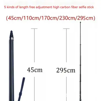 2,9 m de Fibra de Carbono Selfie Vara de Comprimento Ajustável de Mão Estendida Vara Compatível Para Insta360 Acessórios