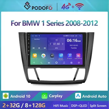 Podofo Android De 10 Para BMW Série 1 2008-2012 auto-Rádio Multimédia Player de Vídeo de Navegação GPS DSP Carplay 2din Unidade de Cabeça Estéreo