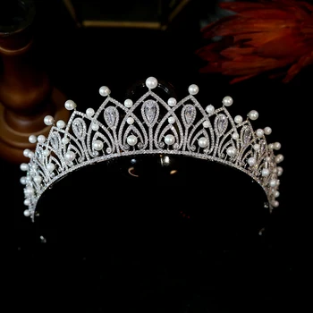 ASNORA 2022 Novo Nupcial Coroa Amor Pérola Tiara Acessórios de Cabelo Para as Meninas de Casamento de Luxo Crystal Zircônia Cabeça Jóias das Mulheres