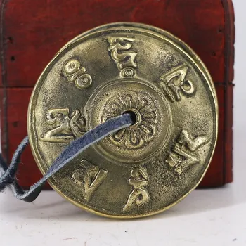 BATESMUSIC Caindo de 2,6 polegadas/6,5 cm Tibetano Tingsha Címbalos - 6,5 cm - OM Mane Padme Hum Símbolos em Relevo