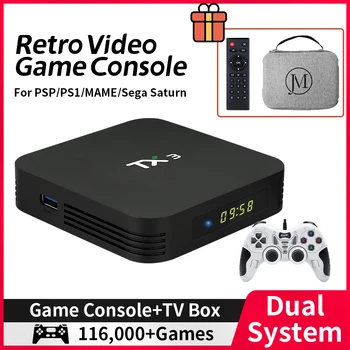 Retro Consola de jogos de Vídeo Com 116000+Jogos Para PSP/PS1/DC/SS/MAME/NDS/NES TV Jogo do Jogador Caixa de 70+Emulador de Consola 5GWIFI4K S905X3