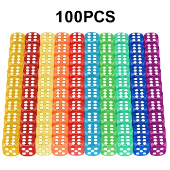 100 Peças de 14mm de Acrílico Transparente Canto Redondo Dados Acrílico Jogos de Mesa Colorido De 10 Cores de Alta Qualidade de Dados Definido