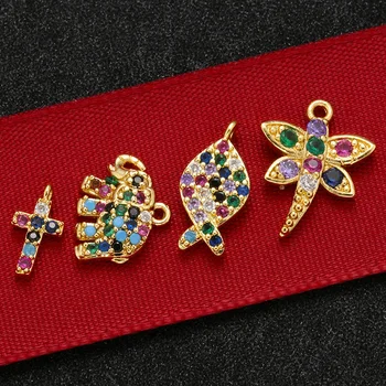 ZHUKOU de latão, cristal elefante e pendente transversal para as mulheres artesanal DIY colar brincos jóias acessórios Modelo: VD549