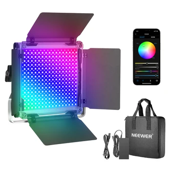 Neewer RGB LED Câmera de Vídeo, a Luz,a Bateria Opcional com Kit de Carregador de Fotografia RGB480 Luz + adaptador de CA para o YouTube Studio