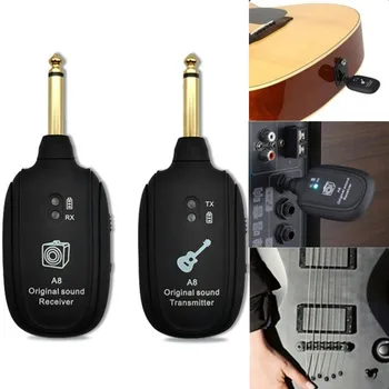 A8 Guitarra de Captação de UHF Transmissor de Áudio do Receptor de Guitarra Eléctrica, Sistema sem Fio para Guitarra Eléctrica, Violino Partes de Baixo Musical