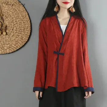 Chinês tradicional camisa blusa mulheres fêmea oriental cheongsam superior casaquinho de linho Chinês tradicional roupa V1476