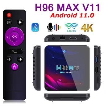 Smart Tv Caixa de H96 Max V11 Android 11 4G 32Gb 64Gb wi-Fi De 2,4 G&5G 4K RK3318 Bluetooth 4.0, USB 3.0, Google Play Receptor Media Player