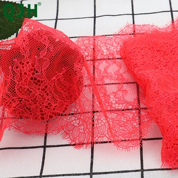 Novo 3 Metros de 16cm de Largura Vermelho Cereja Guarnição do Laço de Tecido Flor de DIY Artesanato de Casamento Vestido de Roupas de Material do Laço feito à mão em Tecido de Renda