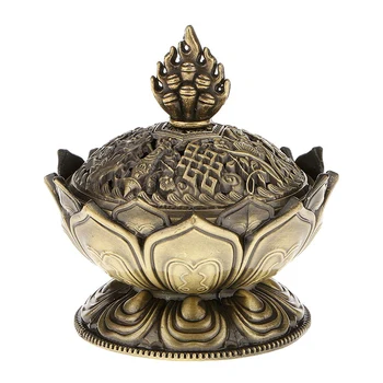Lotus Fumaça Do Incenso Cone Aroma Gravador De Titular Fogão Refluxo Incensário De Decoração-Bronze