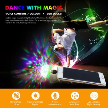 USB Led Festa de Luzes, Música Sensor USB Mini-Discoteca DJ Iluminação de Palco Efeito De Luz Festa de Karaoke Bola de Cristal da Lâmpada Quente
