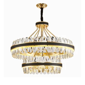 LED Pós-moderno de Ouro de Aço Inoxidável, Cristal Designer de Iluminação do Candelabro Brilho de Suspensão da Luminária Lampen Para Sala de Jantar