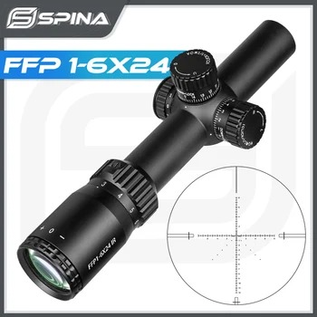SPINA HD FFP1-6x24 IR a Caça Riflescope Tático Escopos Rifle de Vidro Amplo Campo de Visão Óptica Vistas para o AR .223 .308win 12GA