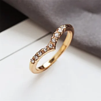 Nova moda em forma de V strass design exclusivo anel pinky Para as Mulheres garota Acessórios, jóias por atacado