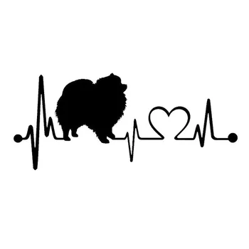 Pomeranian batimentos cardíacos do Cão Carro Adesivos Impermeáveis Reflexiva de Vinil Decalque Carro Estilo pára-choque de Decoração,17cm*7cm