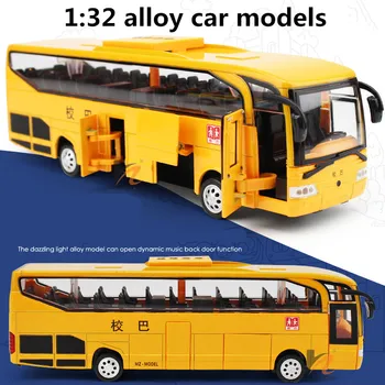 1:32 da liga de modelos de carro,simulação de alta escola grande, ônibus,veículos de brinquedo,metal diecasts,puxe para trás e piscando&musical,frete grátis