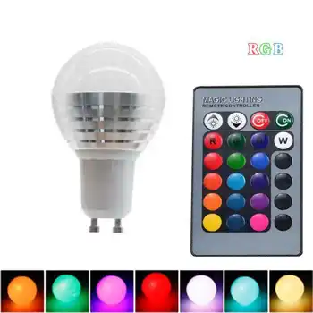 GU10 Lâmpadas LED 6W RGB + Branco Lâmpada LED 16 Cores AC110V 220V Mutável RGB Luzes de Bulbo Com Controle Remoto + Função de Memória