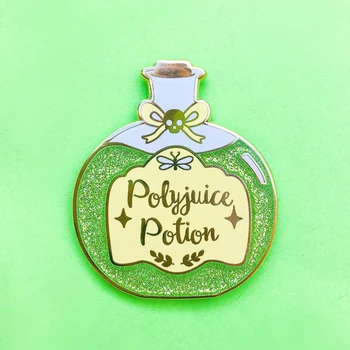 Glitter Polyjuice Potion Esmalte Duro Pin Exclusivo De Transformação De Magia Garrafa Broche Medalha De Jóias De Moda Lapela Mochila Pinos