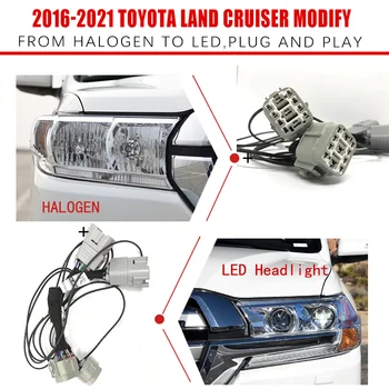 CZMOD o Farol do Carro Modificação de Atualização de Fiação Especial Chicote Adaptador Para 2016-2021 Toyota Land Cruiser De Halogéneo Para LED